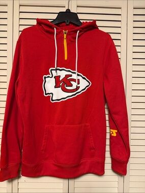 NFL Kansas City Chiefs Red Hoodie with Yellow Zip Detail